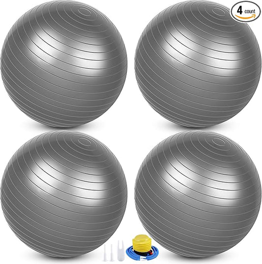 Leyndo 4 Pcs 26 Inch Yoga Exercise Ball Pilates Pregnancy Birthing Fitness Ball with Quick Pump Anti Burst for Improved Posture, Balance, Yoga, Pilates, Training