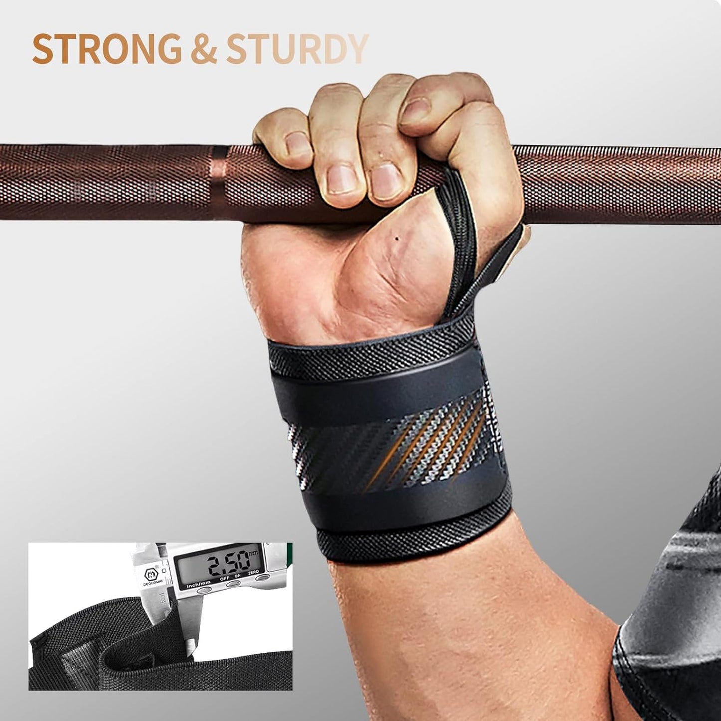 Jaffick Double-Layer Reinforced Wrist Wraps for Weightlifting - Men & Women, Thumb Loop Design for Powerlifting, Crossfit, Bodybuilding, Deadlifting - Fits Both Hands