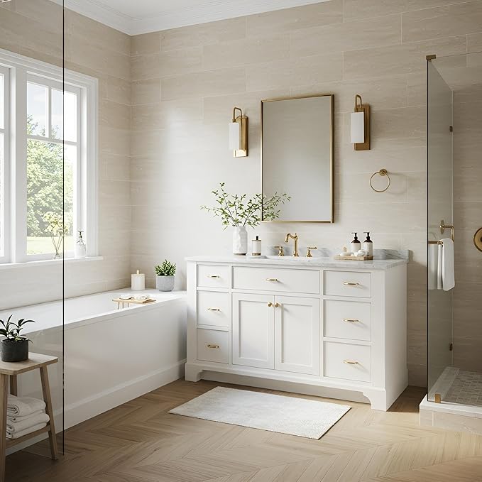 24x36 Inch Brass Bathroom Mirror for Wall, Aluminum Frame Rectangle Rectangular Vanity Mirror, Modern Large for Bedroom, Living Room, Horizontal or Vertical