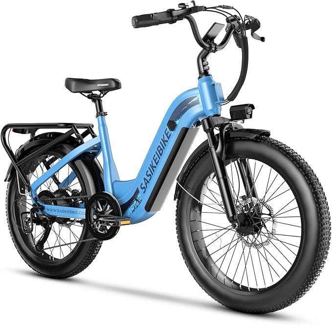 1500W Motor Peak Electric Bike for Adults and Teenagers, 48V 20AH Removable Battery Step Thru EBike, 30+MPH, 80 Miles Max Range, 24" Fat Tire Adult Electric Bicycles for 7 Speed