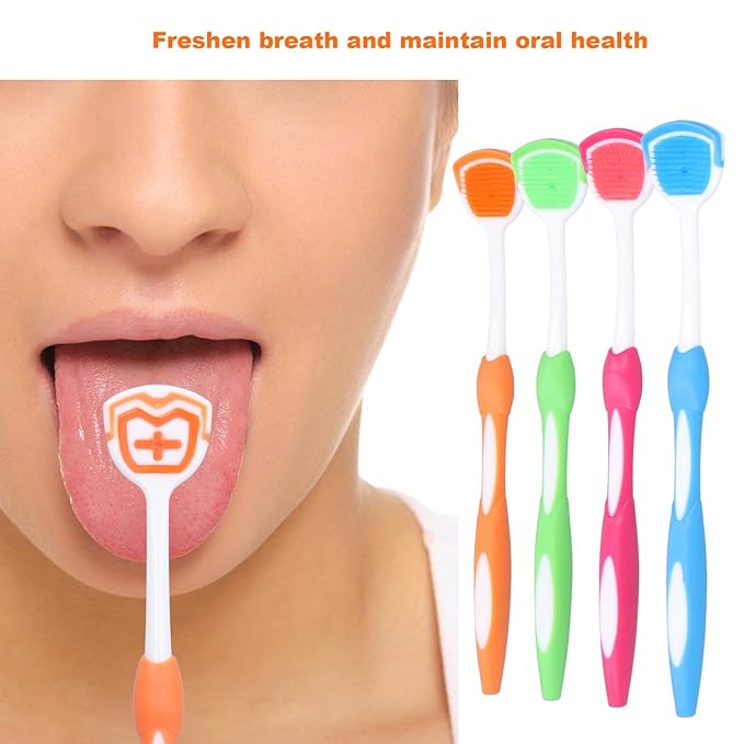 ZJchao 4Pcs/Set Tongue Scraper, Tongue Cleaning Brush Care, Plastic Travel Portable Freshen Tongue Brush Cleaner for Oral Care