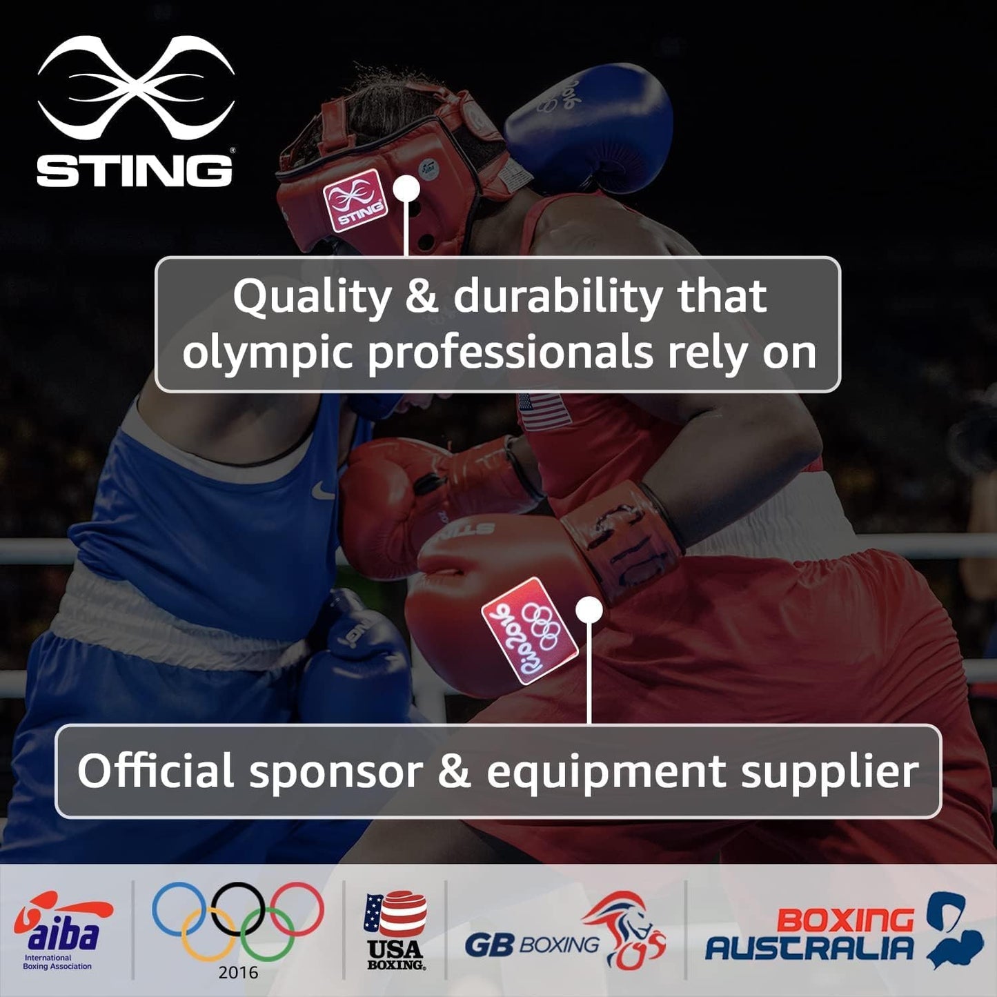 STING Armaplus Boxing Gloves, USA Boxing Approved Gloves, Lightweight Boxing Equipment for Competition, Kickboxing, Muay Thai, and Boxing Training, and Feel