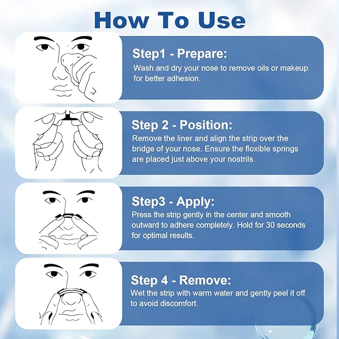 30Ct Nasal Strips for Breathing - Sleep Nose Strips for Snoring, Instant Reduces Nasal Congestion for Better Sleep, Drug Free, Anti Snoring Nose Tape for Men & Women