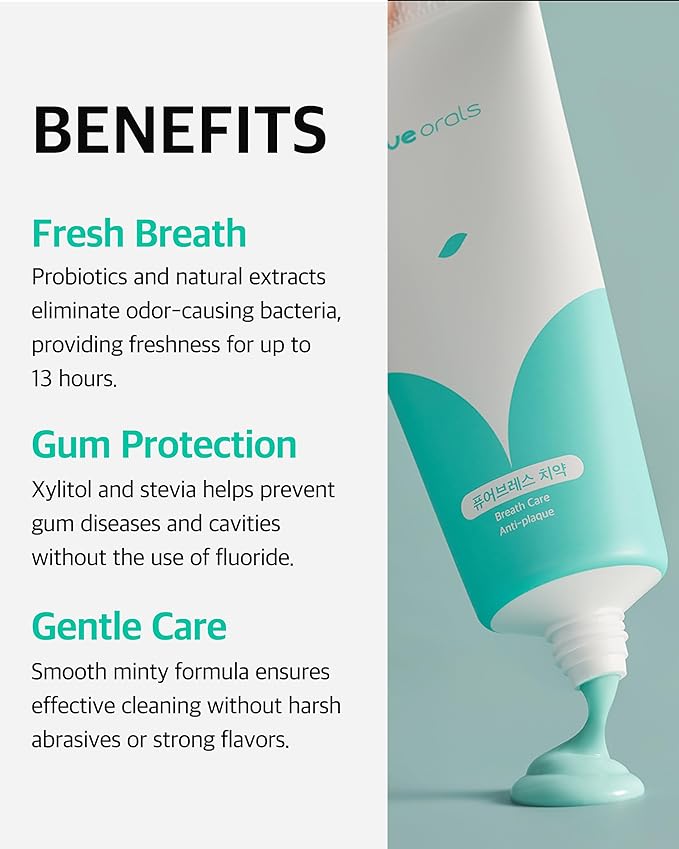 Live Orals PureBreath Toothpaste 80g (Pack of 3) - Fluoride-Free, Odor Neutralizing, Enamel Strengthening, Gentle Cleaning, Mint Fresh, Naturally Derived Ingredients, Sensitive Teeth Friendly