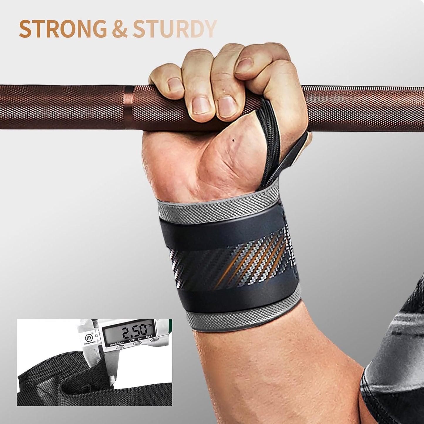 Jaffick Double-Layer Reinforced Wrist Wraps for Weightlifting - Men & Women, Thumb Loop Design for Powerlifting, Crossfit, Bodybuilding, Deadlifting - Fits Both Hands