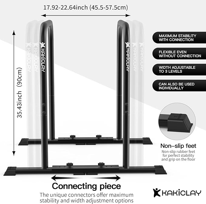 2025 Upgrade World's Best Strongest Premium Dip Bars With Adjustable Ultra-Stable Settings & Non-Slip Feet - USA Original Patent, Designed, Shipped, Warranty