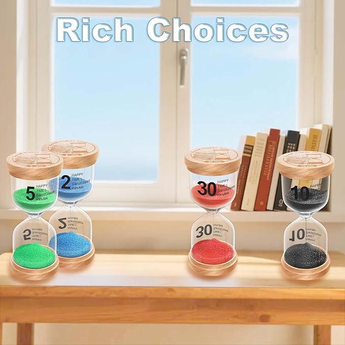1 Minute Sand Timer, Wooden Hourglass Sand Clock, Small Beech Wood 1 Min Hour Glass, One Minutes Sandglass for Brushing Teeth, Reloj De Arena, Classroom, Game, Kitchen, Home, Office