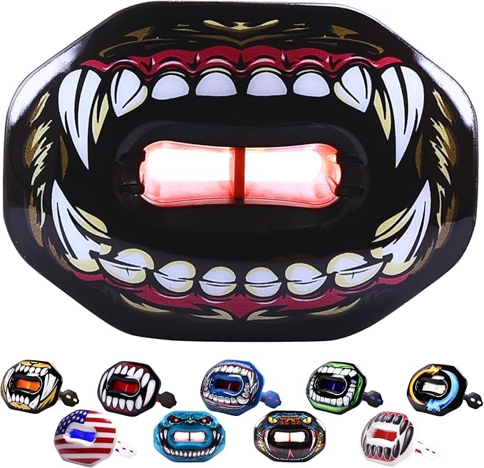 Oral Mart Flag Football Mouth Guard with 3D LipFit Design for Kids - Youth Tackle Football Mouthguard (No Boil) Cool Instant Fit Lip Guard Mouthpiece for Braces (Detachable Helmet Strap Included)