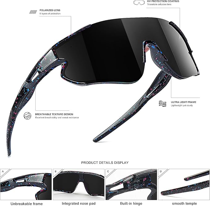 Kids Baseball Sunglasses for Boys Girls Youth Softball Cycling Sports Sunglasses UV400 Protection Age 5-12