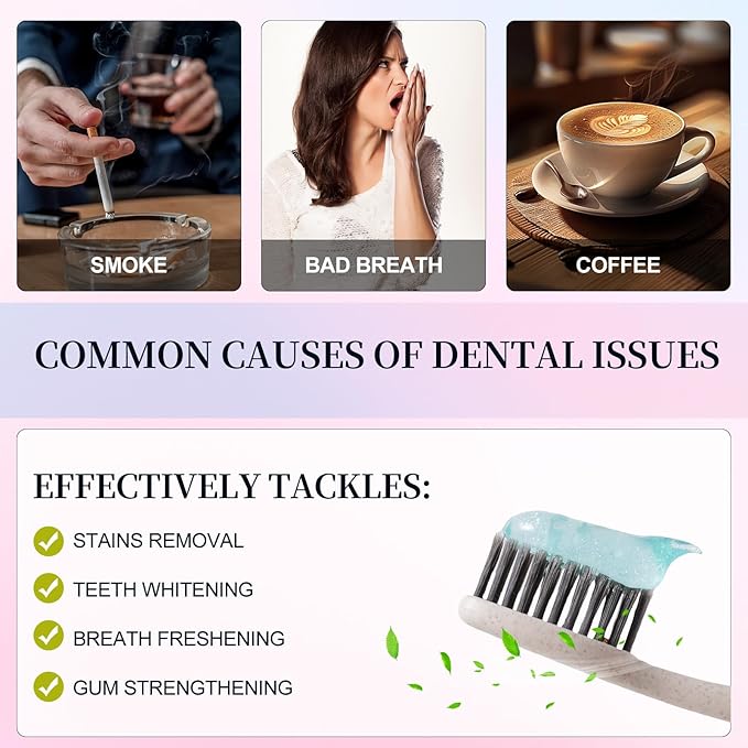 Niacinamide Whitening Toothpaste – Intensive Triple Whitening Toothpaste for Deep Stain Removal, Fresh Breath, Natural Mint & Peach Flavor, Gentle Formula Improves Gum Health, 3.5oz