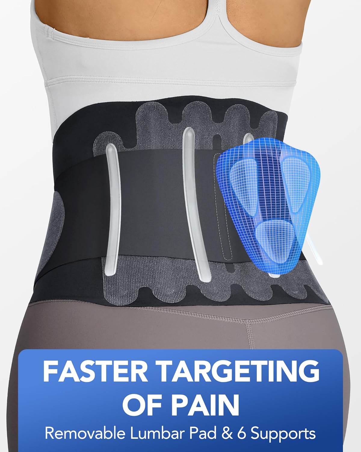 0.5mm Ultra Thin Back Brace with 3D Lumbar Pad, Seamless Yoga Fabric, Lightweight Back Brace for Lower Back Pain Women Men, Sciatica, Posture, Back Support Brace for Wearing Under Clothes