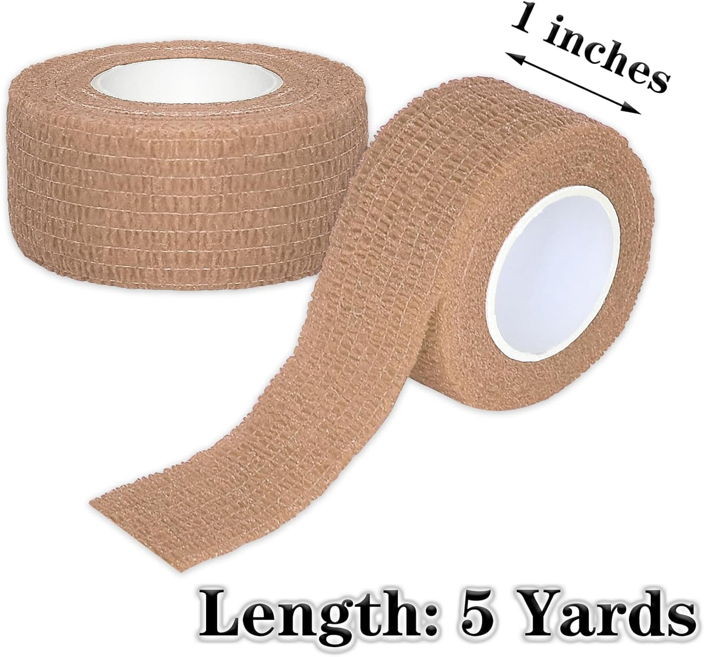 8 Rolls 1” Cohesive Bandage Self Adherent Bandage Wrap Breathable Vet Tape Elastic Adhesive Bandage for Sports, Wrist, Ankle, Tattoo Wraps(Light Brown)