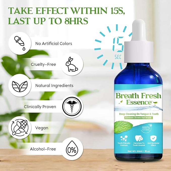 Bad Breath Treatment for Adults,Natural Breath Freshening Drops for Bad Breath, Fast-Acting, Long-Lasting, Boosts Confidence for Socializing, Alcohol-Free01