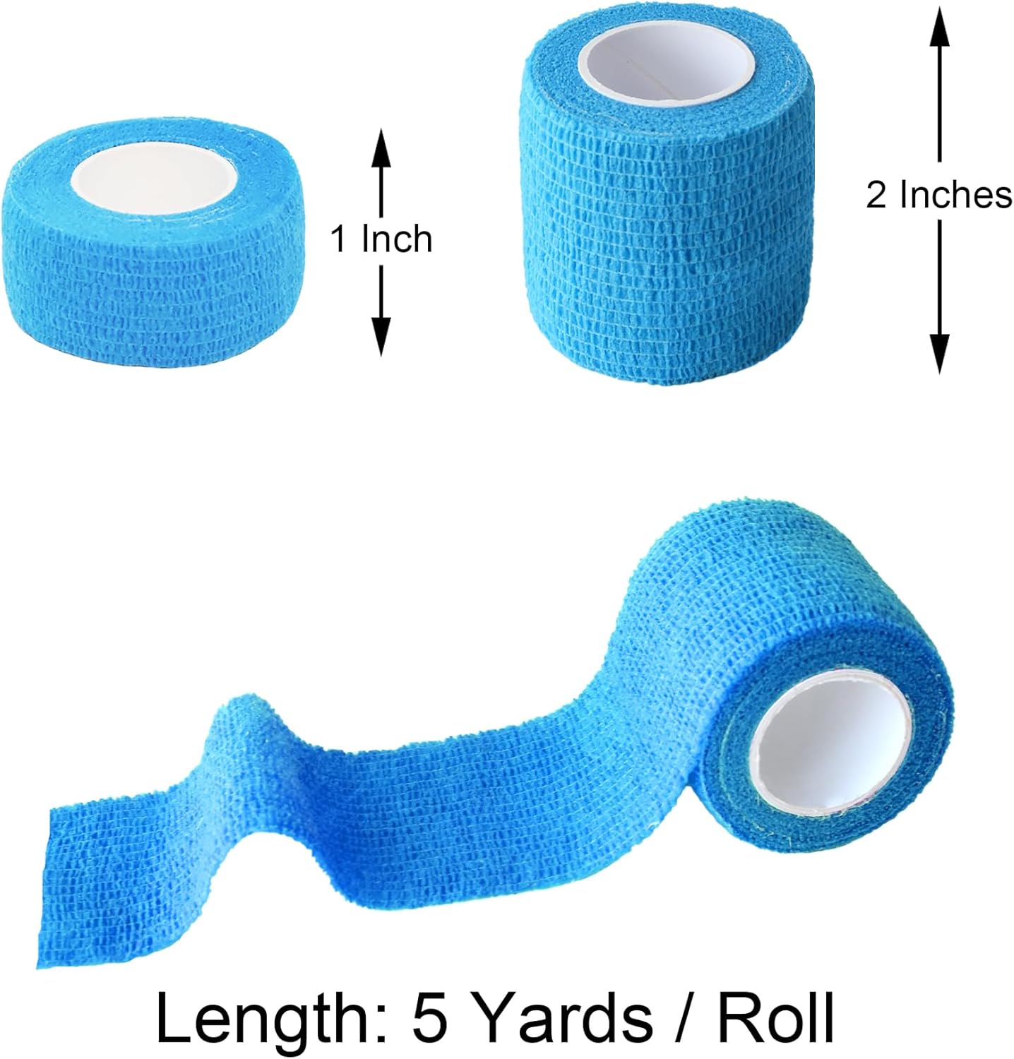 10 Pack Self Adherent Bandage Wrap Elastic Cohesive Bandage Self Adhesive Tape Vet Wrap Tape 2 Size (8Pack 2'' and 2Pack 1''), Light Blue