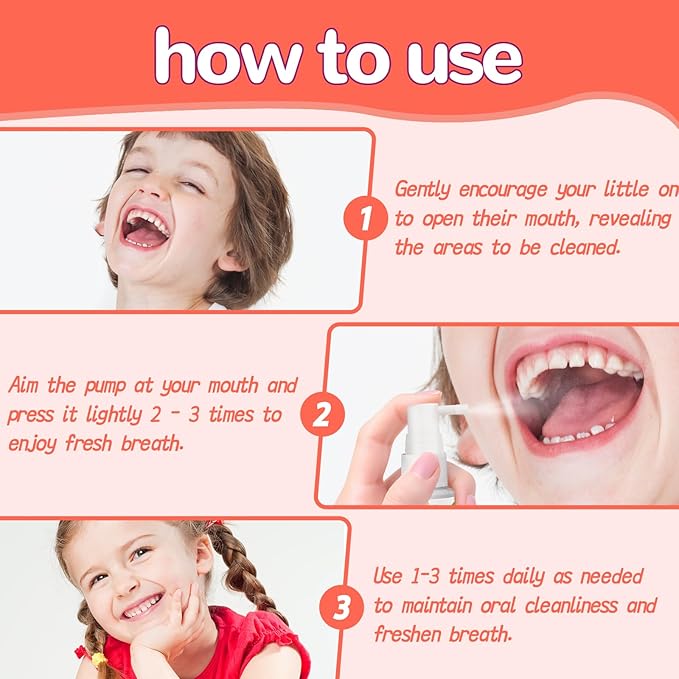 PEGO Kids Oral Spray - Fresh Breath for Children & Toddlers, Fruit-Flavored Oral Care Spray, Easy to Use, Perfect for Home & Travel for Baby's Daily Oral Care (1Pack, Peach)