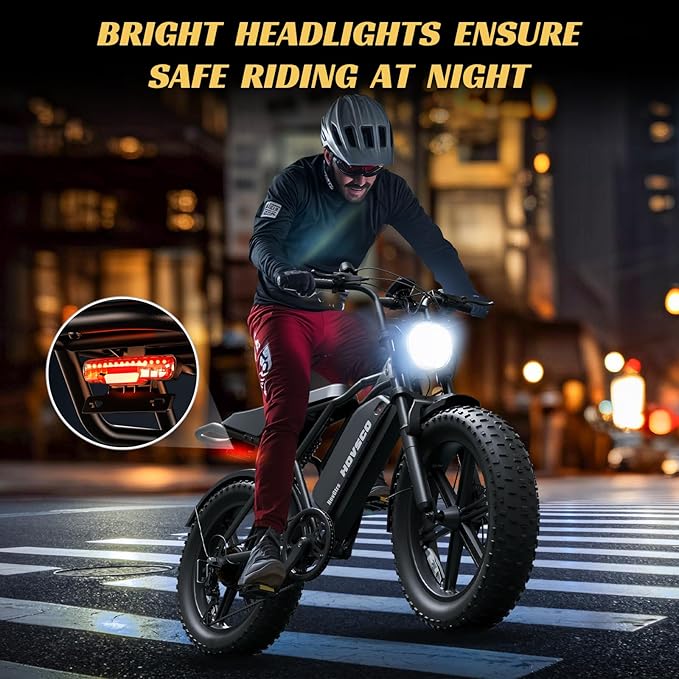 HOVSCO Electric Bike for Adults with 1500W Peak Motor, 20" Fat Tire Electric Dirt Bike, 28MPH All-Terrain E-Bike, 48V 15AH Battery, Electric Motorcycle for Road Sand Mountain Snow Adventure