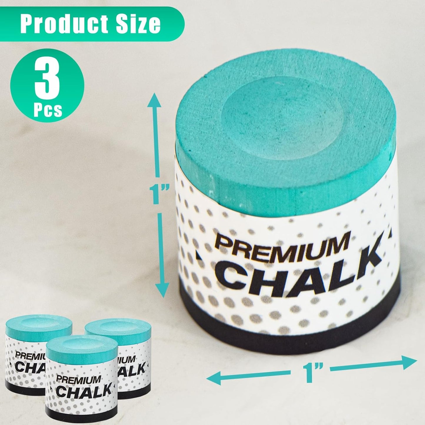 3 Pcs Pool Chalk Billiards Cue Stick Premium Chalk Pure Cube Round Chalk Table Accessories High Performance Low Deflection for Professional Tournament Snooker Blue - SOLROS
