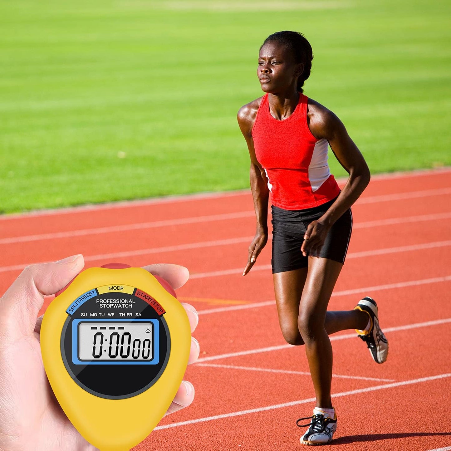 6 Pack Multi-Function Electronic Digital Sport Stopwatch Timer, Large Display with Date Time and Alarm Function,Suitable for Sports Coaches Fitness Coaches and Referees (Yellow)