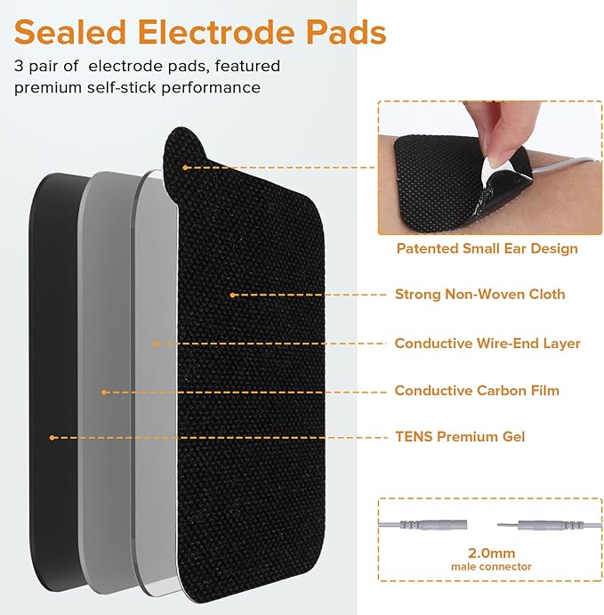 4 in 1 TNES Unit Muscle Stimulator Rechargeable Dual Channel EMS Muscle Massager Electronic Pulse Machine 36 Modes for Pain Relief Therapy,12 PCS TENS Unit Electrode Pads,Storage Case