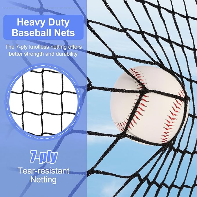 6'X6' Baseball Softball Practice Net,Pitching Net,Batting Net,with Bonus Strike Zone,Target and Bow Frame,for Hitting,Pitching,Catching