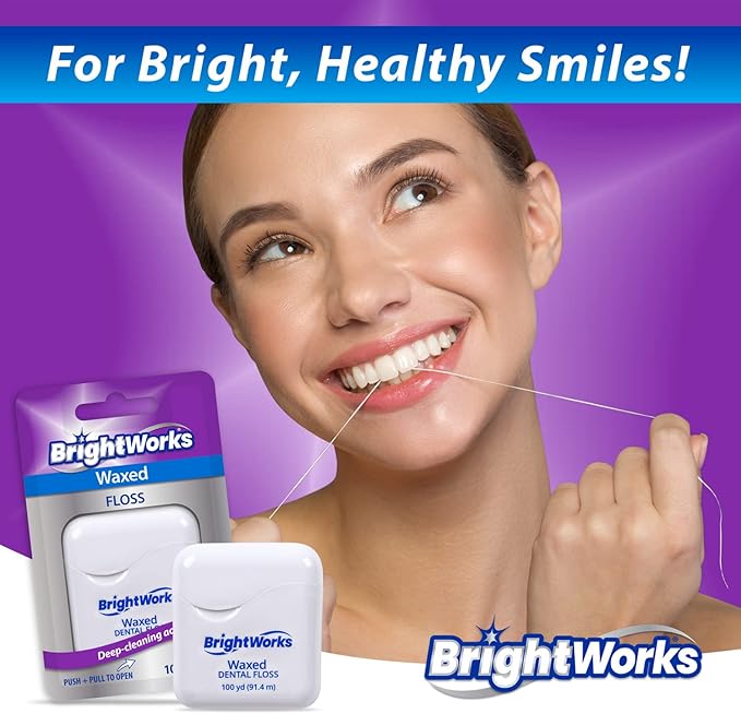 BrightWorks Dental Floss Waxed - 100 Yards (Pack of 4)