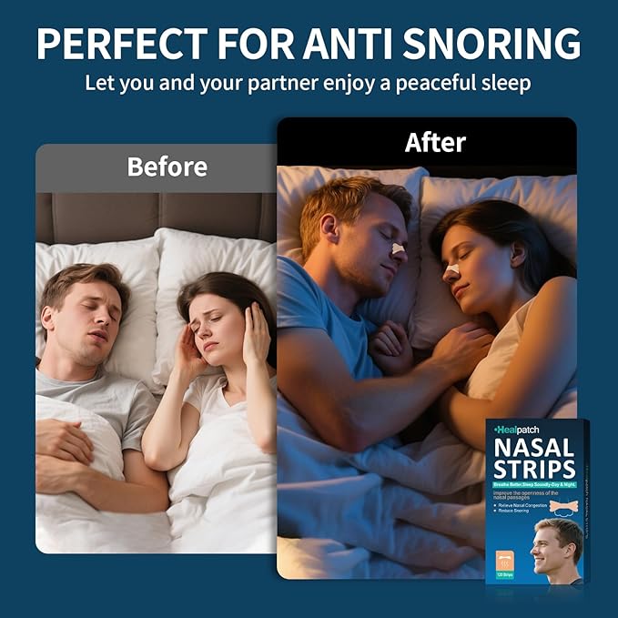 120Ct Nasal Strips for Snoring & Breathing Relief | Nose Tape for Nasal Congestion Relief | Effective Nose Strips to Open Airway, Improve Sleep & Anti Snoring (120 Packs)