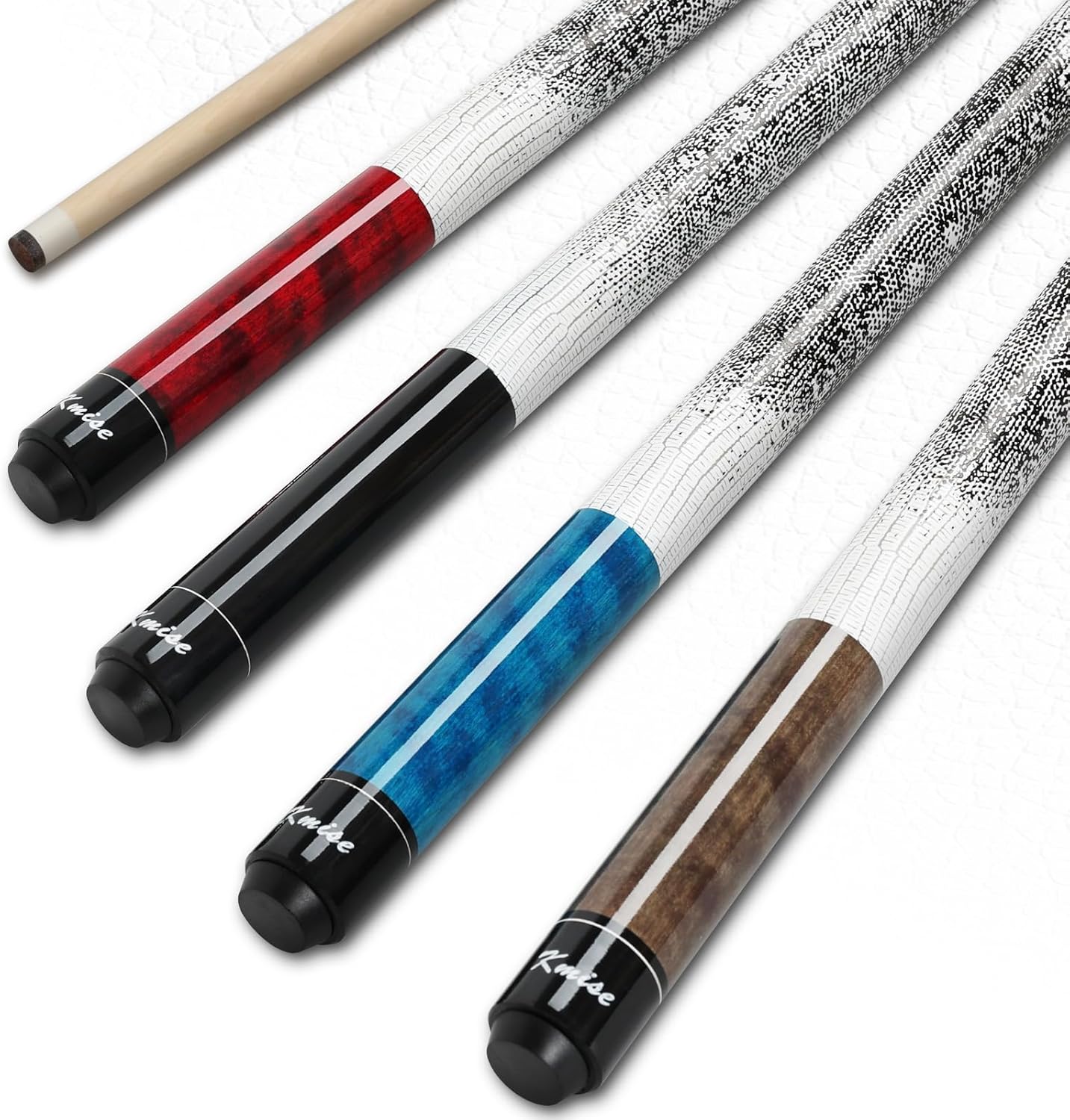 Kmise Professional Low-Deflection Pool Cue Stick, 58'' Canadian Hard Maple Wood Billiard Cue, 13mm Leather Tip, 3D Anti-Slip Grip, Precision Control for Adults/Beginners/Pros