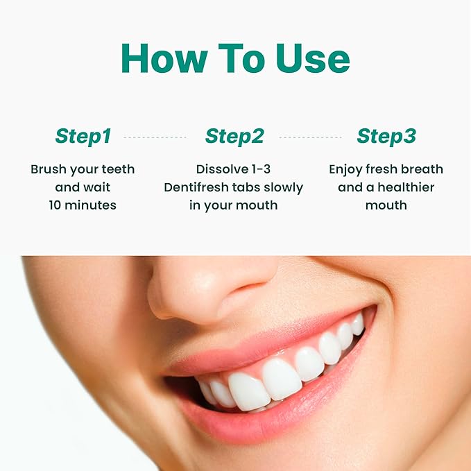 K-Nutra Dentifresh Mint Xylitol Tabs – Oral Probiotics for Bad Breath, Dry Mouth & Fresh Breath, 7 Billion CFU, Sugar-Free, GMO-Free, Gluten-Free, Natural Mint Flavor, 30 Tablets (Improved Formula)