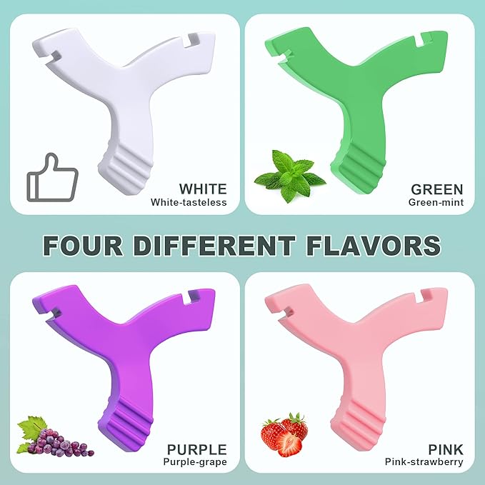 Chewies for Invisalign Aligner, DLENP 4 PCS Y-Shaped Chewies for Aligner Trays Seater Orthodontic Munchies for Invisalign (Unflavored,Strawberry, Mint, Grape)