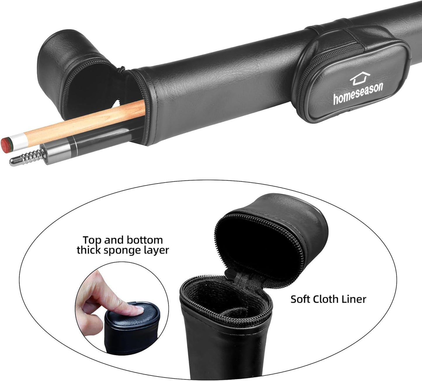 HomeSeason Pool Cue Stick 58" Billiard Cue Sticks 3D Printed Grip Professional Low Deflection Pool Sticks Maple Wood Pool Sticks 13mm Tip