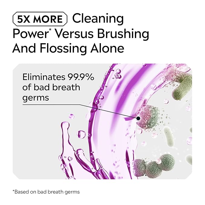 Listerine Total Care Alcohol-Free Anticavity Mouthwash, 6 Benefit Fluoride Mouthwash for Bad Breath and Enamel Strength, Fresh Mint Flavor, Twin Convenience Pack, 2 x 1 L
