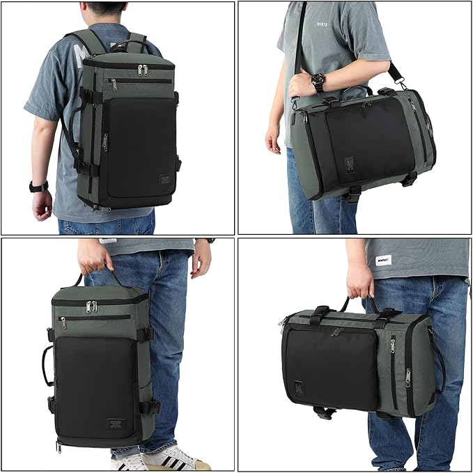Kalesi Gym Duffle Bag Backpack 4-Way Waterproof with Shoes Compartment for travel Sport Hiking laptop Business-grey