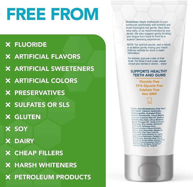 Nano hydroxyapatite Toothpaste: Non Toxic, Fluoride-Free, Dentist Formulated Remineralizing Toothpaste + Xylitol for Anti Cavity Enamel Support & Sensitive Teeth (Citrus, Peppermint Wow & Wintermint)