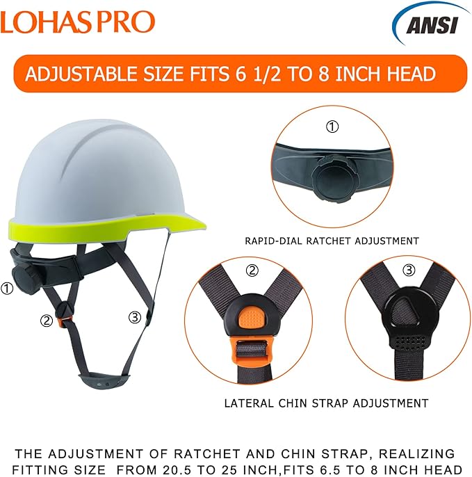 LOHASPRO Hard Hats Electrician Construction Work Safety Helmet Cap Style ANSI Z89.1 Approved OSHA Hardhat Men Electrical Worker Hard Hat with Chin Strap Type I Class C,E&G (P0 White)