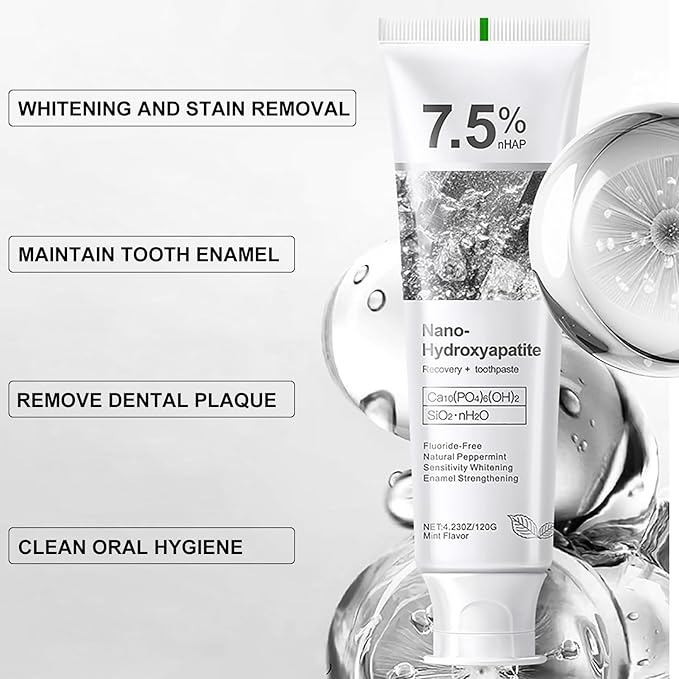 7.5% Hydroxyapatite Toothpaste for Advanced Enamel Protection,Appropriate for Sensitive Teeth,Gentle and Effective Formula,Fresh Mint,4.23 oz