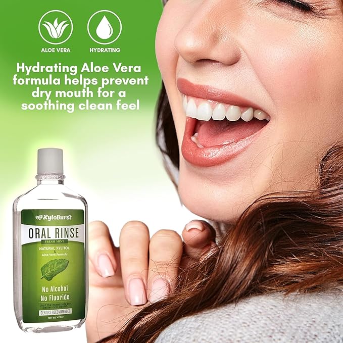 Xyloburst Oral Rinse Natural Mouthwash - Xylitol Mouthwash | Fluoride Free Mouth Wash | Alcohol Free Mouth Wash | Fresh Mint Mouth Rinse | SLS Free | 3-Pack