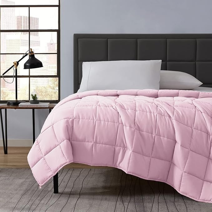 L'AGRATY Weighted Blanket - 40"x60" 7lbs Cooling Breathable Microfiber Material with Glass Beads Small Blanket All-Season Summer Fall Winter Soft Thick Comfort