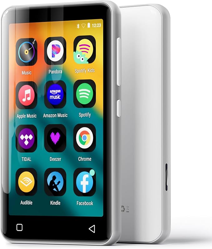 innioasis 80GB MP3 Player with Bluetooth and WiFi, MP3 Player for Kids with Spotify, Spotify Kids, Pandora, Audible, 4.0" Touch Screen Music Player with Parental Controls, Up to 1TB (White+ Silver)