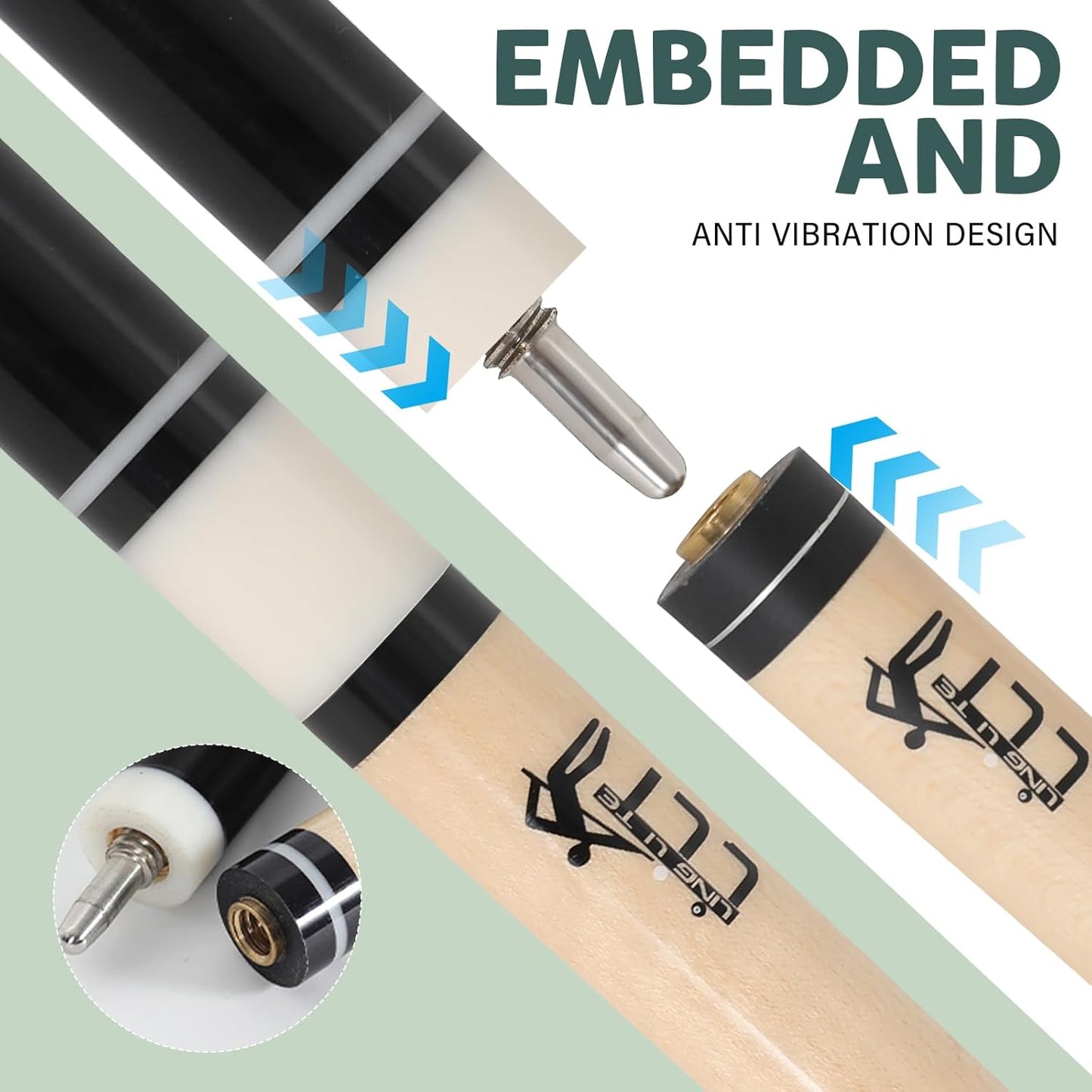 58-Inch Maple Wood Pool Cue, 2-Piece Design, 18oz-21oz – Durable Billiard Stick with Leather Case for Home, Bar, and Competitive Play