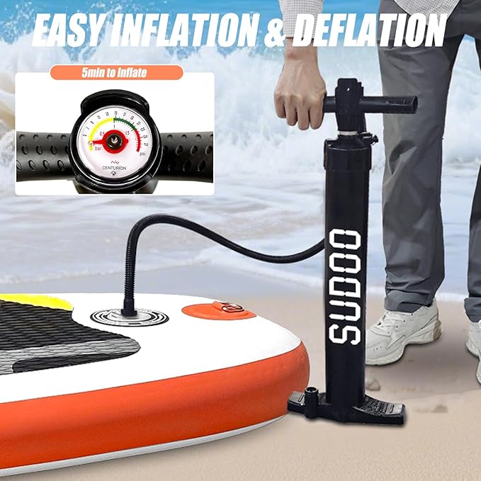 Inflatable Stand Up Paddle Board 10‘x30‘‘- Ultra-Light SUP with Backpack, Pump, Paddle, Coil Leash, 3 Fins, Repair Kit, Stable Design, Non-Slip EVA Deck for Adults & Youth