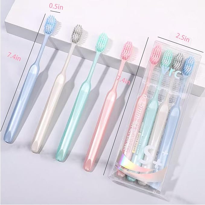 4-Piece Handheld Toothbrush Set, Non-Slip Soft-Bristle Toothbrushes
