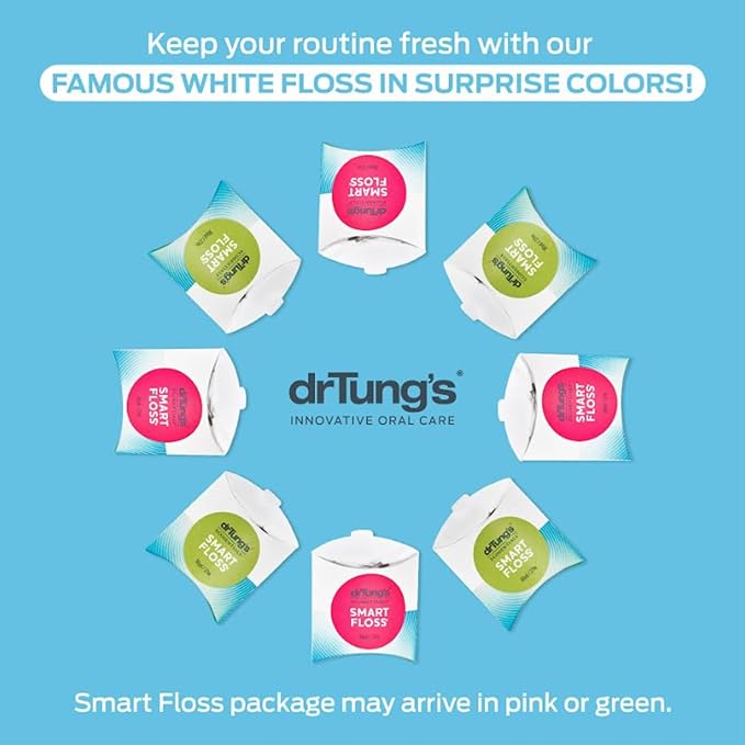 DrTung's Smart Floss - Natural Floss, PTFE & PFAS Free Floss, Gentle on Gums, Expands & Stretches, BPA Free - Natural Dental Floss Cardamom Flavor (Pack of 7)