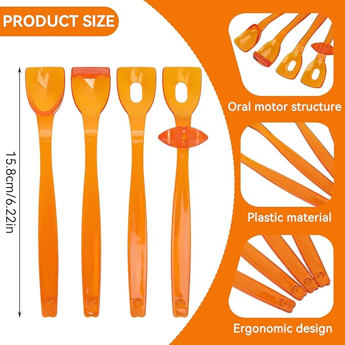 4PCS Tongue Trainer, Plastic Tongue Tip Exerciser Portable Oral Lips Exerciser Plastic Perceiving Recovery Tool for Dysarthria(Orange)