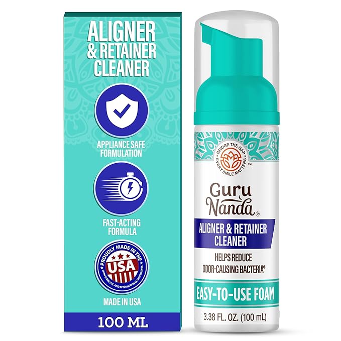 GuruNanda Aligner & Retainer Cleaner Foam – Gentle Cleaning for Aligners, Retainers, Veneers & Mouthguard, Helps Neutralize Odors, Ideal for Daily Use, 100 ml