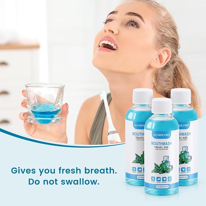 10 pcs Travel Size Mouthwash Bulk Mini Mouthwash, 80ml/2.7fl oz, Fresh Mint Portable Mouthwash Individual Mouthwash Bottles for Travel Toiletry Kits