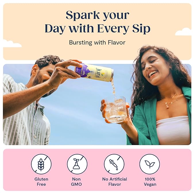 Juni Sparkling Adaptogen Drink with Ashwagandha, Lion’s Mane & Reishi Mushrooms | Green Tea for Focus, Zero Sugar, 5 Calories | Decaffeinated, Non Alcoholic Drinks – Variety Pack (12 Pack)