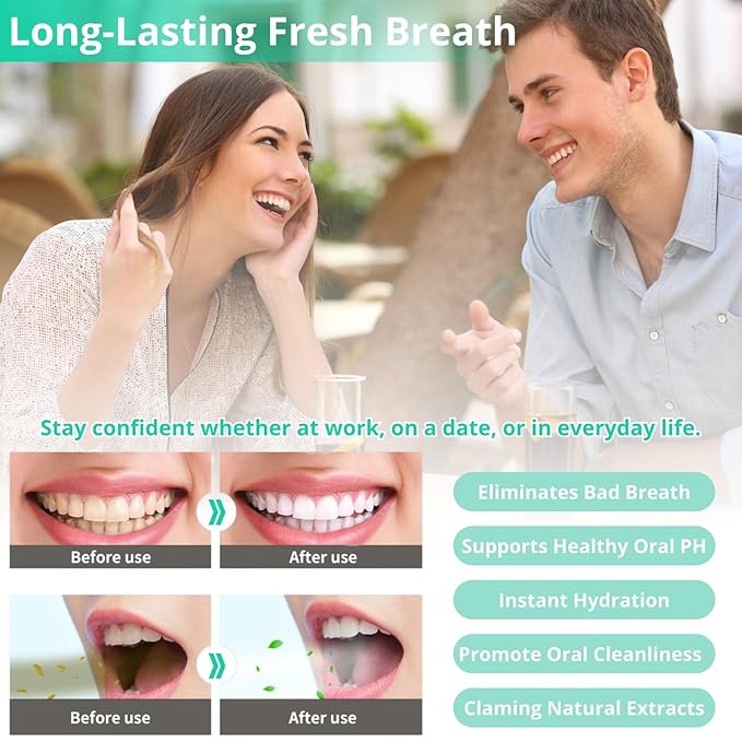 Oral Breath Spray, 3 Bottles Mint Breath Spray Natural Breath Freshener, Portable Dry Mouth Spray Removes Bad Breath, Bad Breath Treatment for Adults Oral Odor Care
