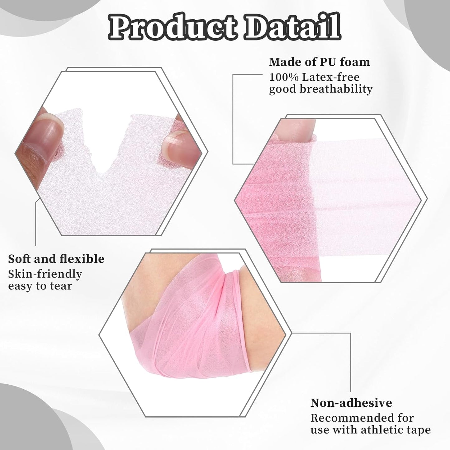 12pcs Colord Prewrap Athletic Tape, Prewrap Athletic Tape for Hair Soccer, Premium Quality Hand Wrap Bandage Athletic Prewrap Tearable, Sports Knee Foam Ankle Wrist Tape Soccer Baseball for Injury