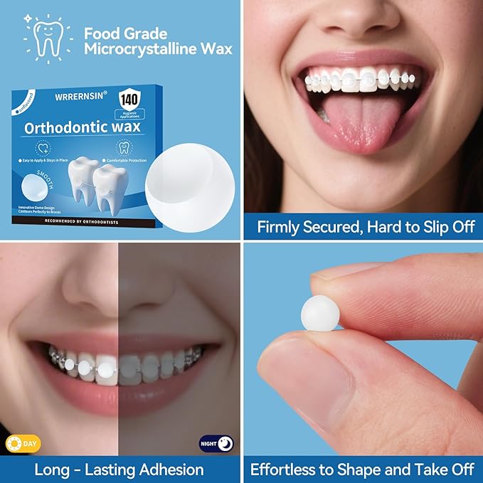 Orthodontic Wax for Braces Wax Dots 140 Individually Wrapped Dental Kit for Wires Unflavored