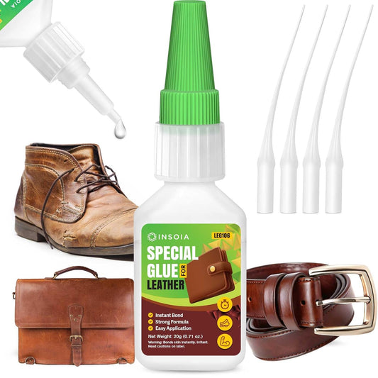 Leather Glue Repair, 20g Strong Adhesive Clear for Crack & Patch Repair Super Glue for Flexible Bonds Waterproof Glue for Purses, Jackets, Bags, Shoes and More